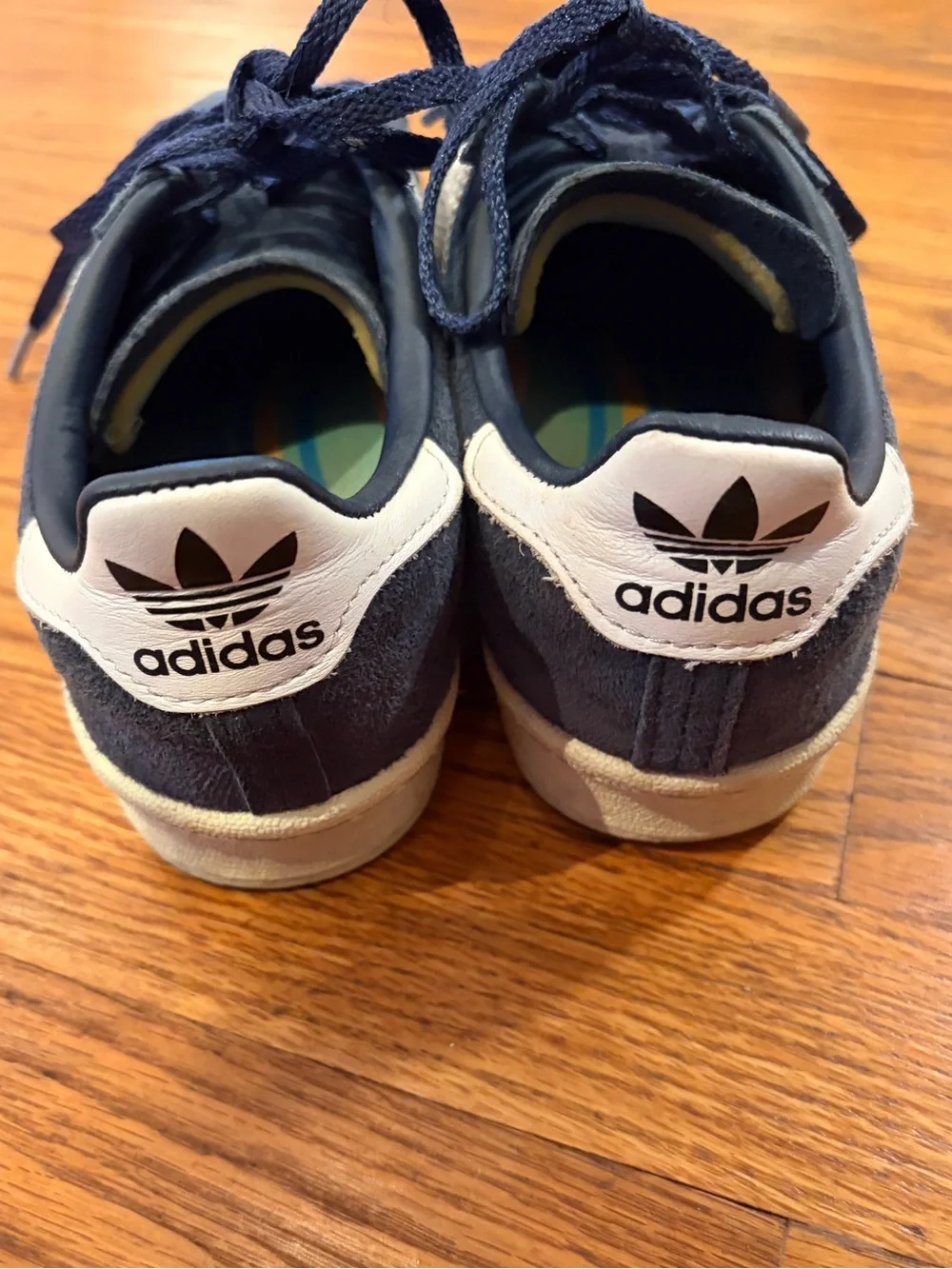 Adidas Navy Suede Campus Sneakers with White Stripes